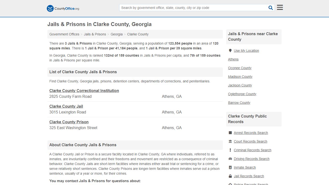 Jails & Prisons - Clarke County, GA (Inmate Rosters & Records)